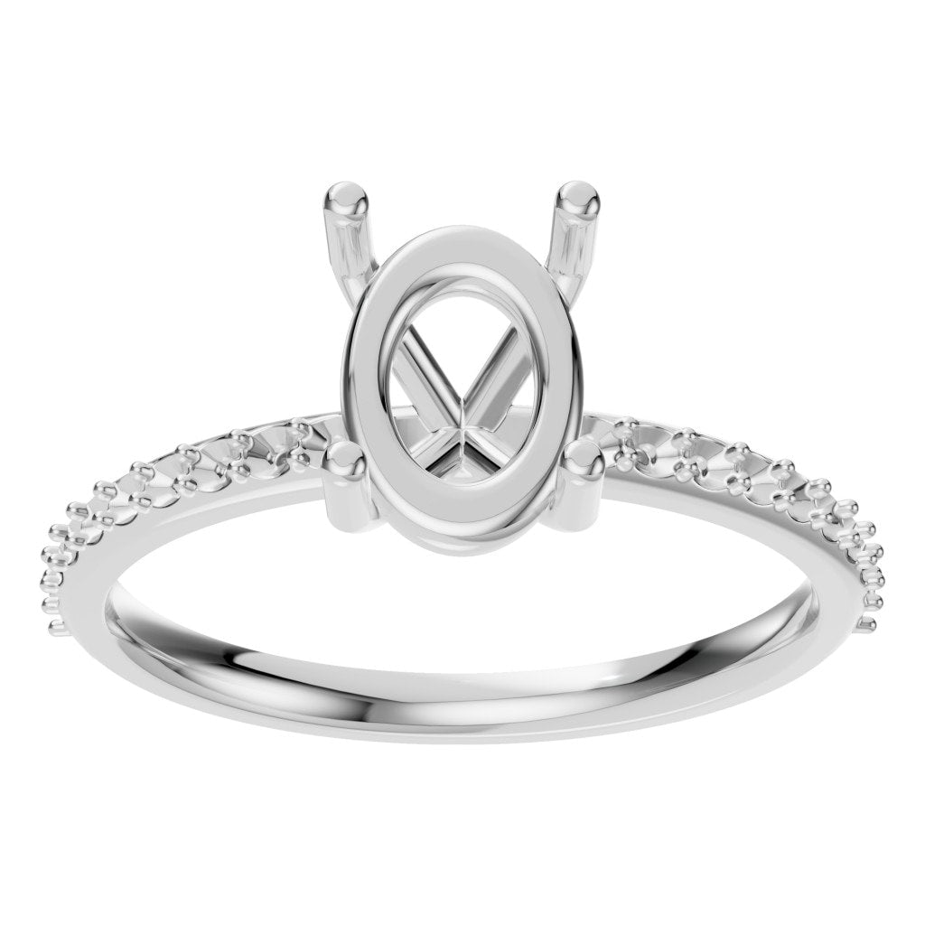 RI-2872 White Gold Ring UNSET - Front View