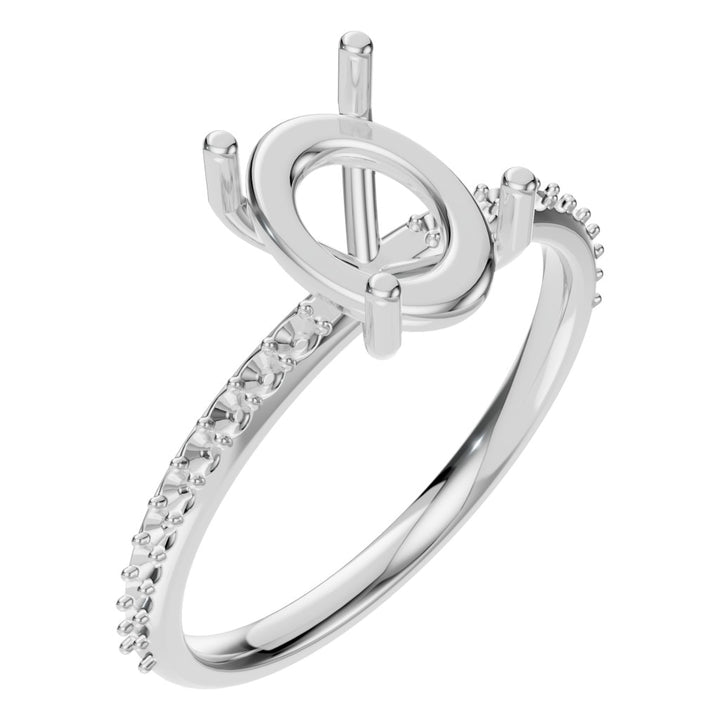 Accented Solitaire Ring Mounting - Oval 9x6mm
