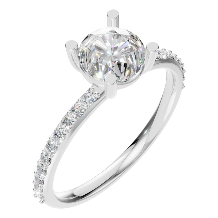 Solitaire Engagement Classic Prong Accented Ring Mounting - Round 6.5mm