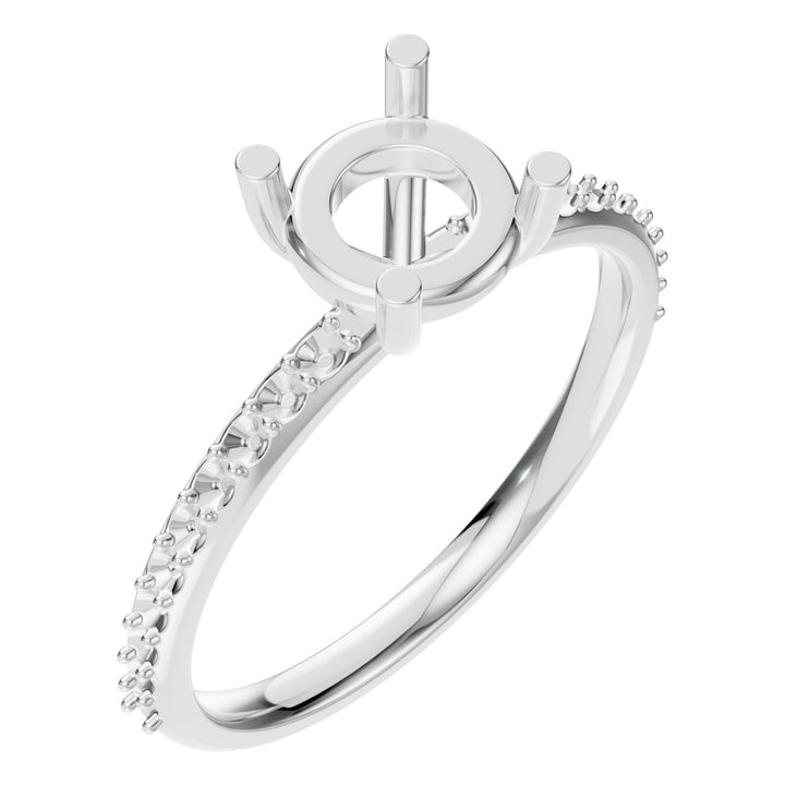 Solitaire Engagement Classic Prong Accented Ring Mounting - Round 6.5mm