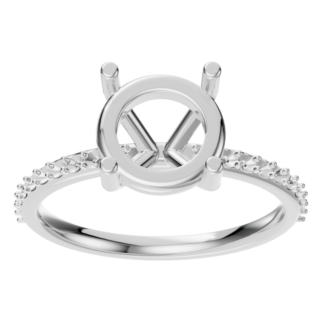 RI-2872 White Gold Ring UNSET - Front View
