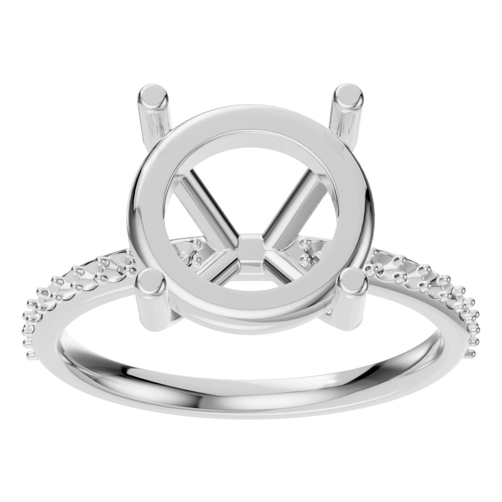 RI-2872 White Gold Ring UNSET - Front View