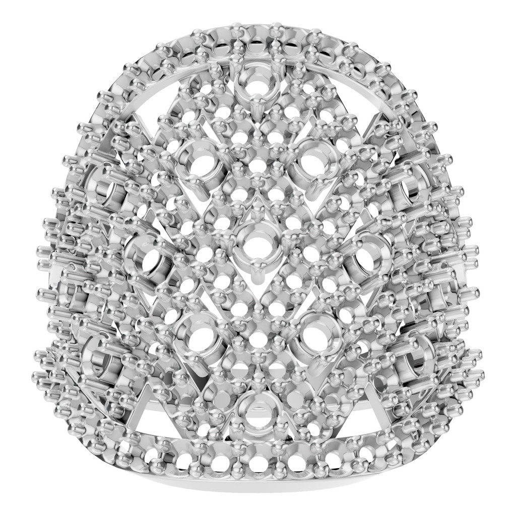 RI-2967 White Gold Ring UNSET - Front View