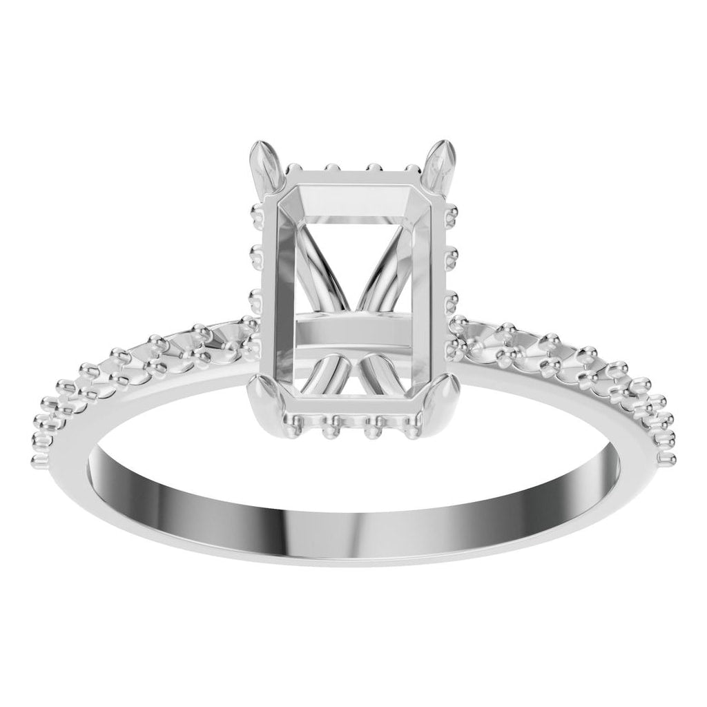 RI-3019 White Gold Ring UNSET - Front View