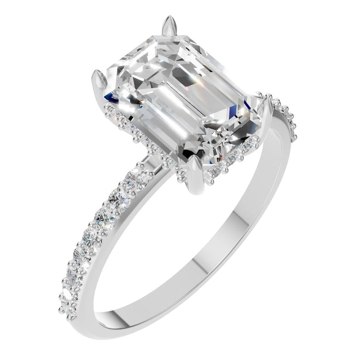 Accented Halo Ring Mounting - Emerald 9x6.5mm