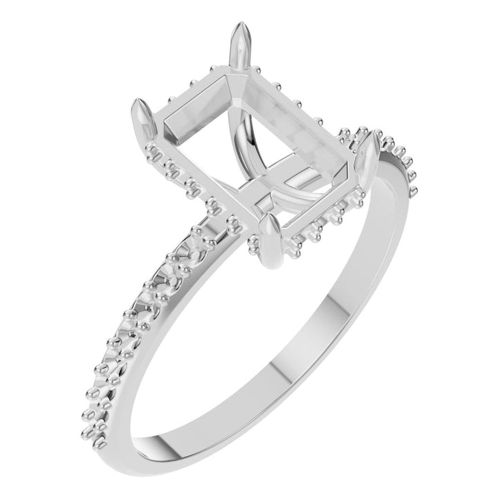 Accented Halo Ring Mounting - Emerald 9x6.5mm