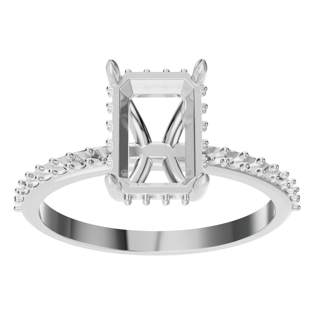 RI-3019 White Gold Ring UNSET - Front View
