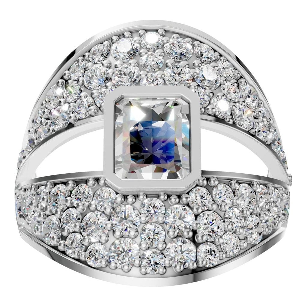 RI-3037 White Gold Ring SET - Front View