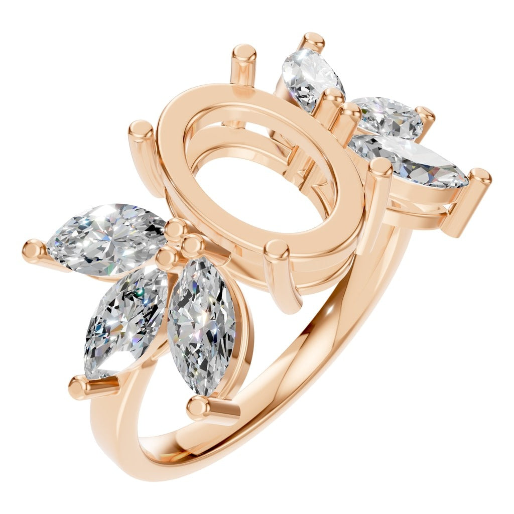 RI-3097 Rose Gold Ring SEMISET - Main View