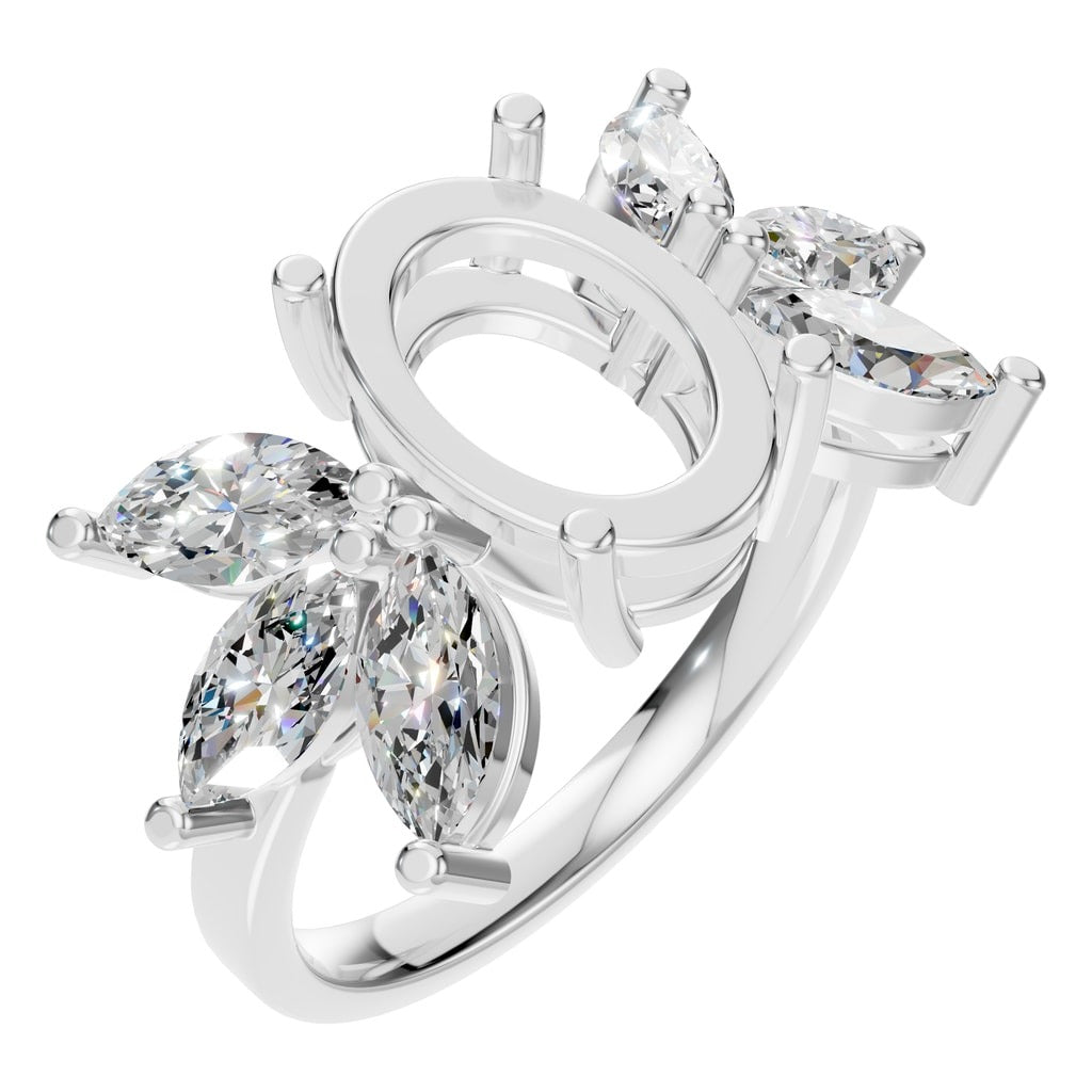 RI-3097 White Gold Ring SEMISET - Main View