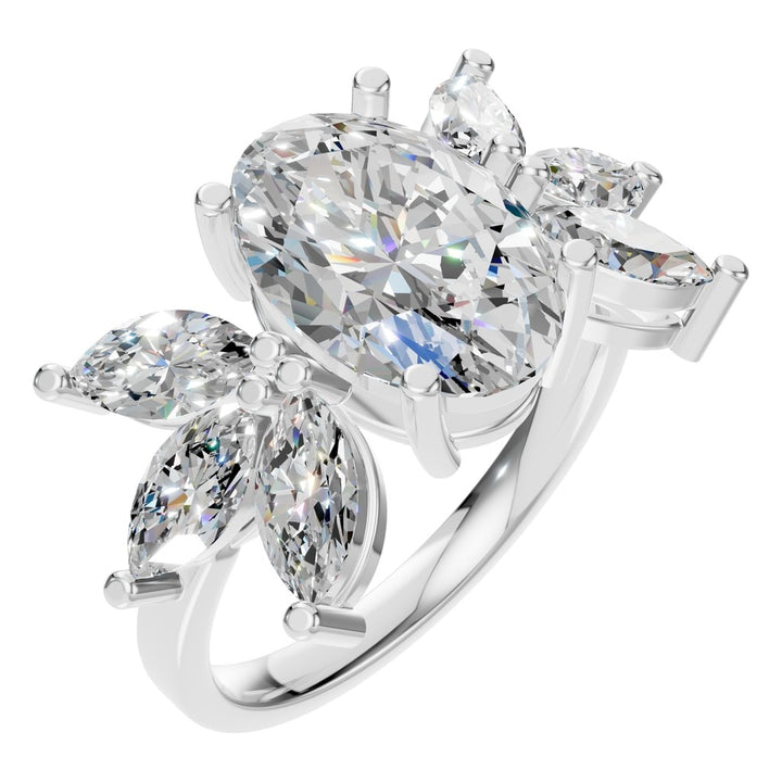 Fancy Multi Stone Ring Mounting - Oval 10.3x7mm