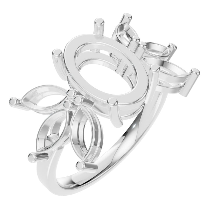 Fancy Multi Stone Ring Mounting - Oval 10.3x7mm