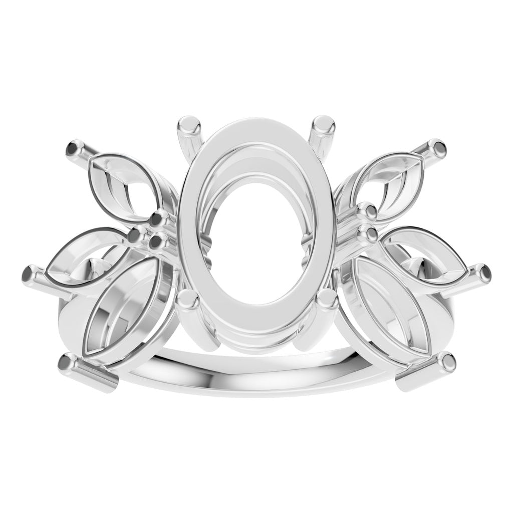RI-3097 White Gold Ring UNSET - Front View