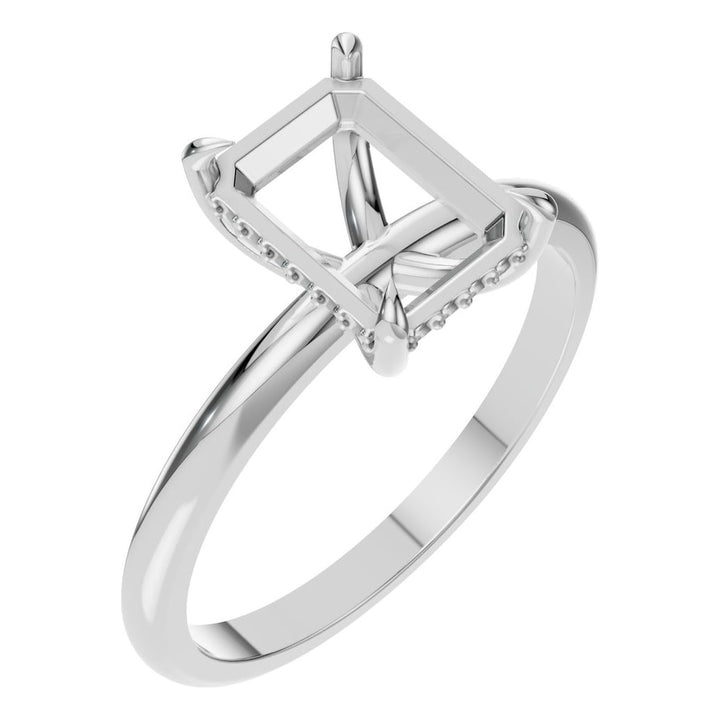 Hidden Halo Ring Mounting - Emerald 8x6mm