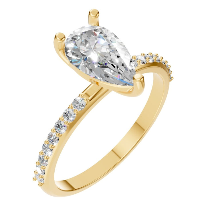 Accented Solitaire Ring Mounting - Pear 9x5.5mm