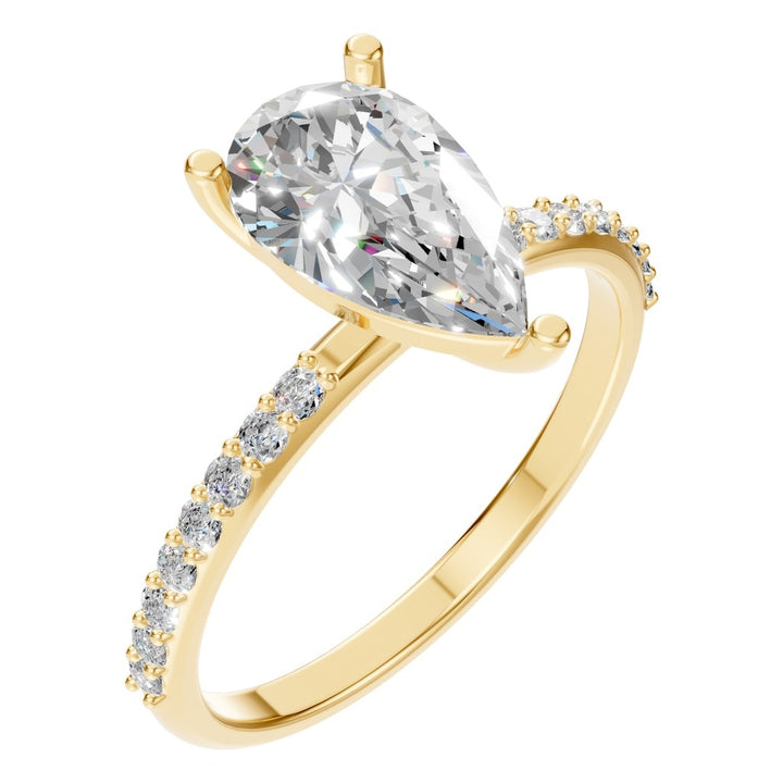 Accented Solitaire Ring Mounting - Pear 10x6mm