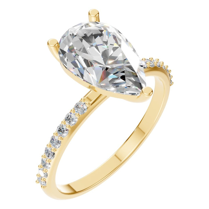 Accented Solitaire Ring Mounting - Pear 11x7mm