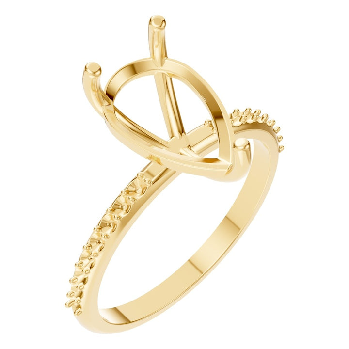 Accented Solitaire Ring Mounting - Pear 11x7mm
