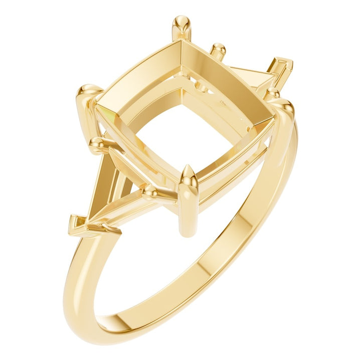 Three Stone Ring Mounting - Cushion 9.2x8.3mm