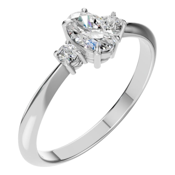 Three Stone Ring Mounting - Oval 6x4mm