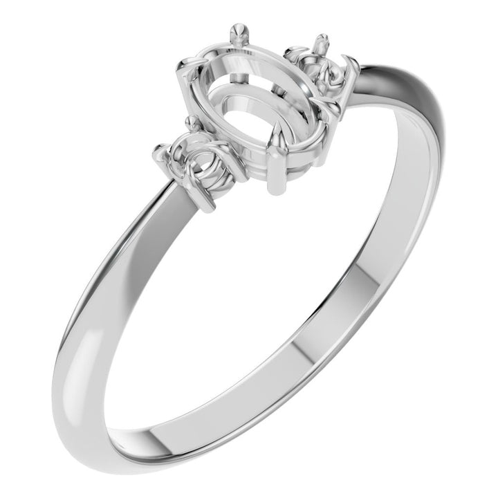 Three Stone Ring Mounting - Oval 6x4mm