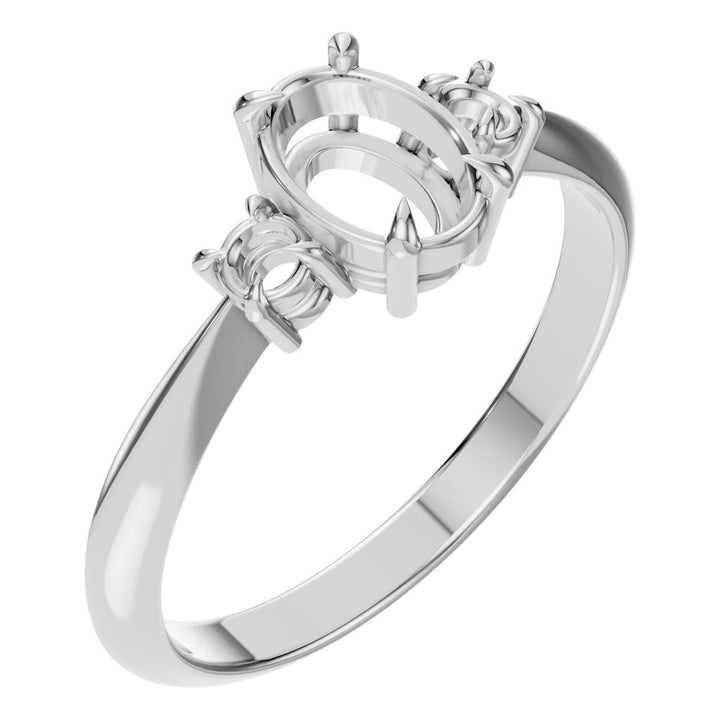 Three Stone Ring Mounting - Oval 7x5mm