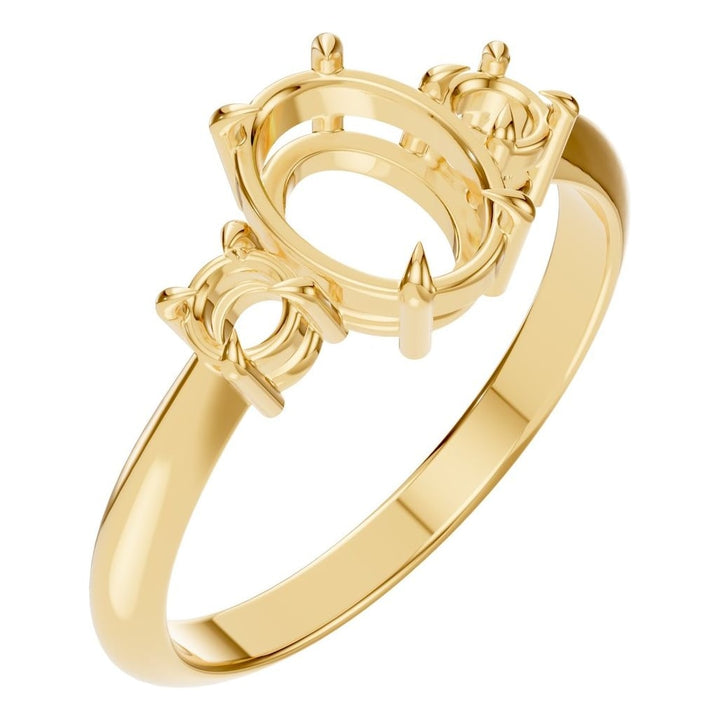 Three Stone Ring Mounting - Oval 8x6mm