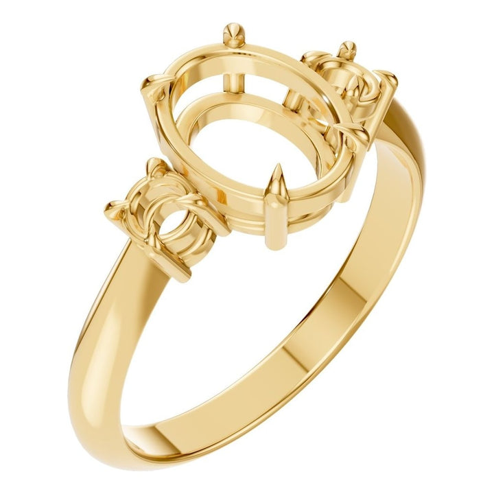 Three Stone Ring Mounting - Oval 9x7mm