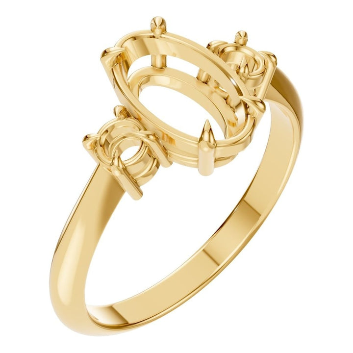 Three Stone Ring Mounting - Oval 10x6mm