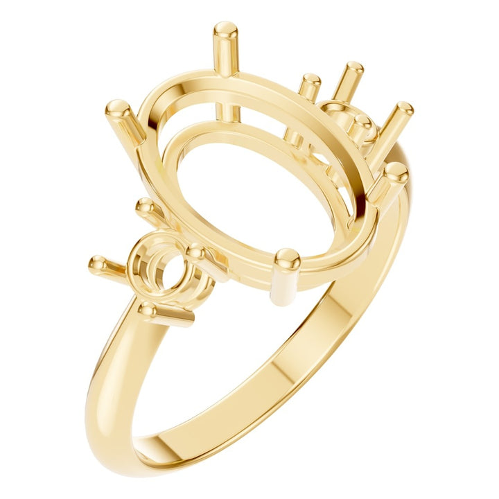 Three Stone Ring Mounting - Oval 12x8mm