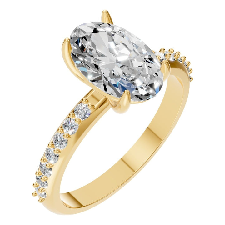 Accented Solitaire Ring Mounting - Oval 10x6.5mm