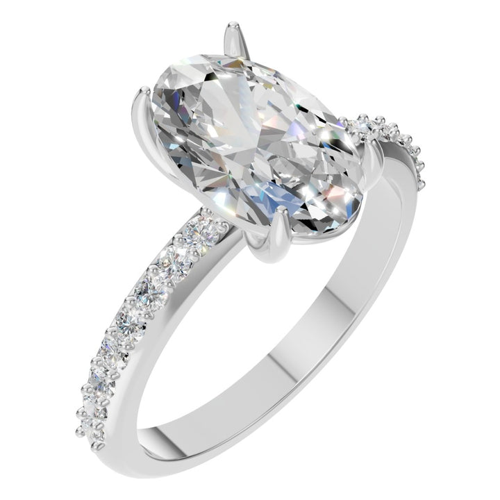 Accented Solitaire Ring Mounting - Oval 11x7mm