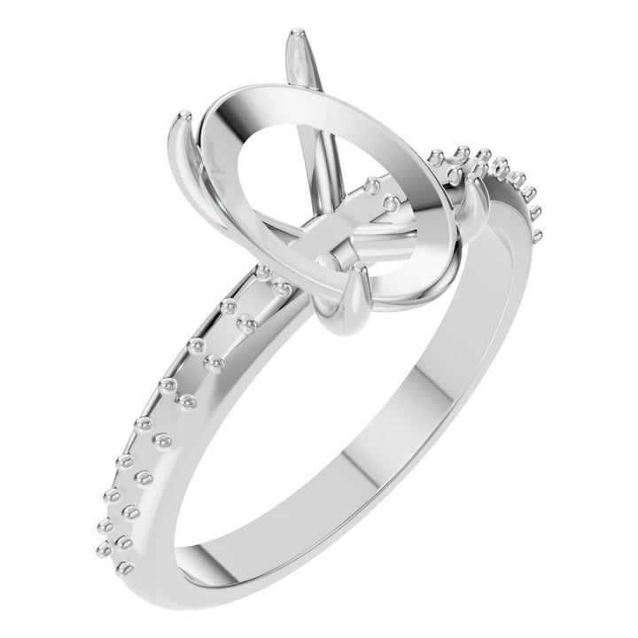 Accented Solitaire Ring Mounting - Oval 11x7mm
