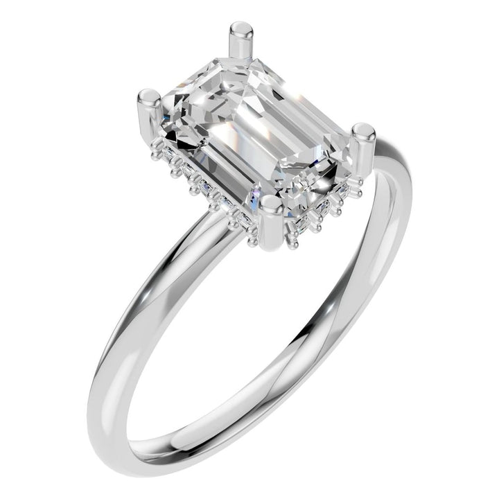 Hidden Halo Ring Mounting - Emerald 8x5.5mm