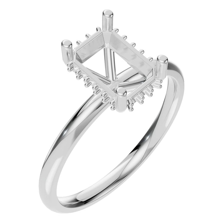 Hidden Halo Ring Mounting - Emerald 8x5.5mm