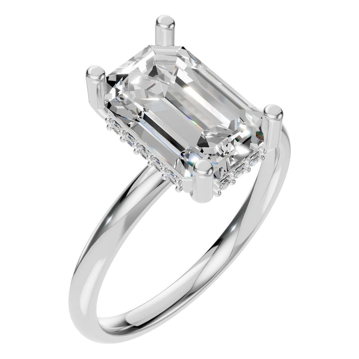 Hidden Halo Ring Mounting - Emerald 10x6.5mm