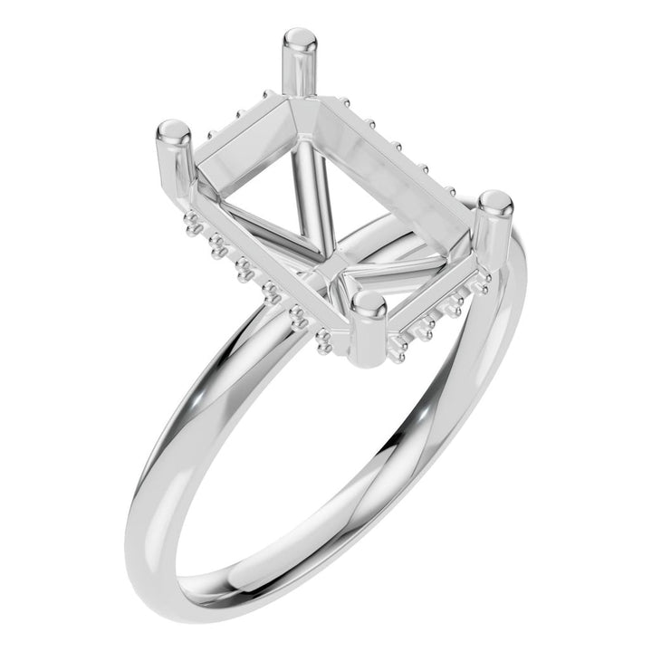 Hidden Halo Ring Mounting - Emerald 10x6.5mm