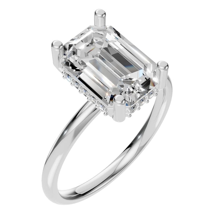 Hidden Halo Ring Mounting - Emerald 10.5x7.5mm