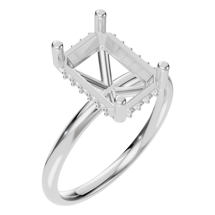 Hidden Halo Ring Mounting - Emerald 10.5x7.5mm