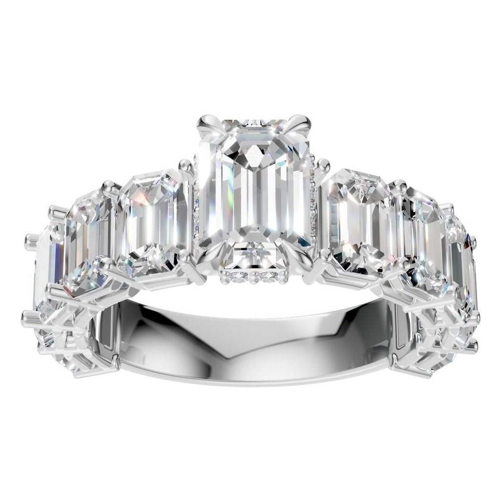 RI-5293 White Gold Ring SET - Front View