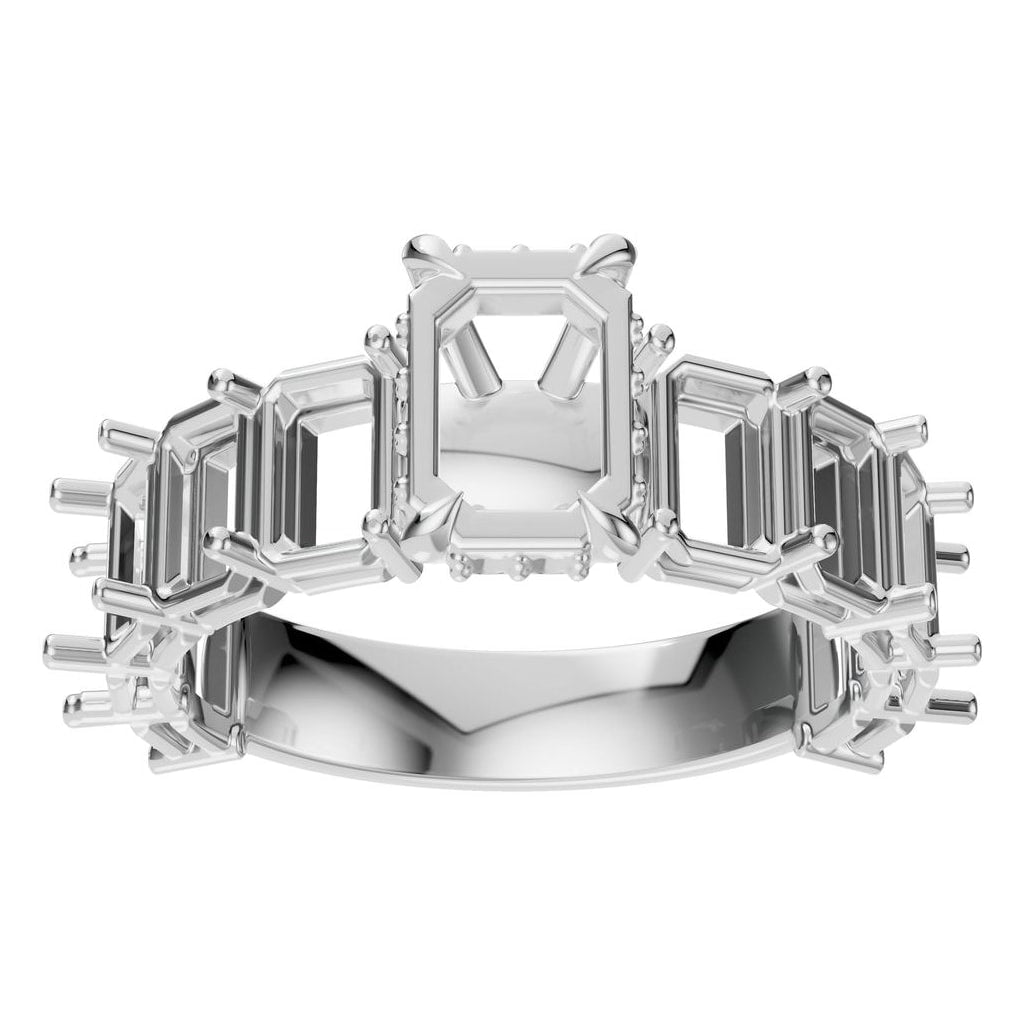 RI-5293 White Gold Ring UNSET - Front View