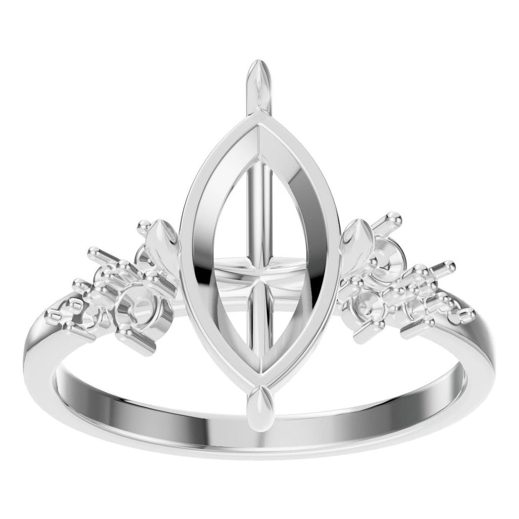 RI-5352 White Gold Ring UNSET - Front View