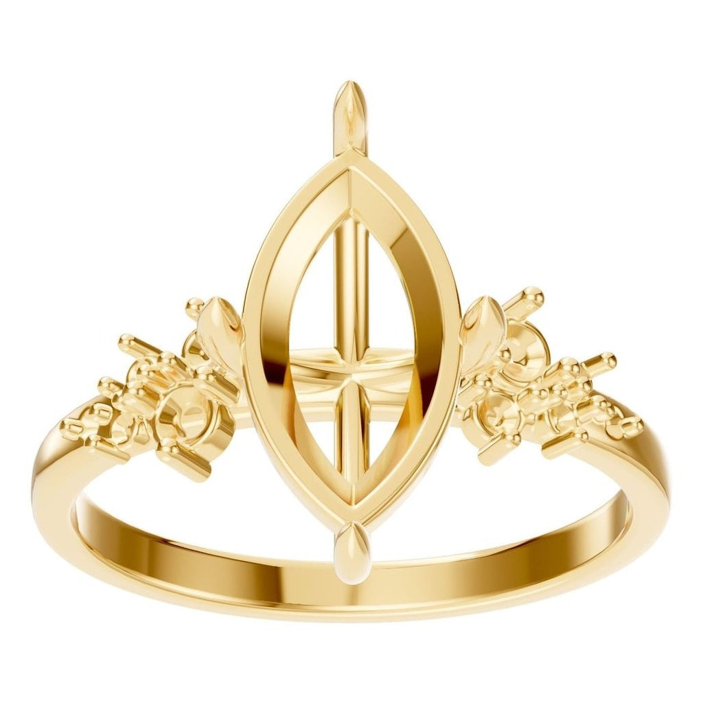 RI-5352 Yellow Gold Ring UNSET - Front View