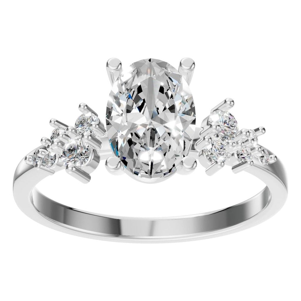RI-5352 White Gold Ring SET - Front View