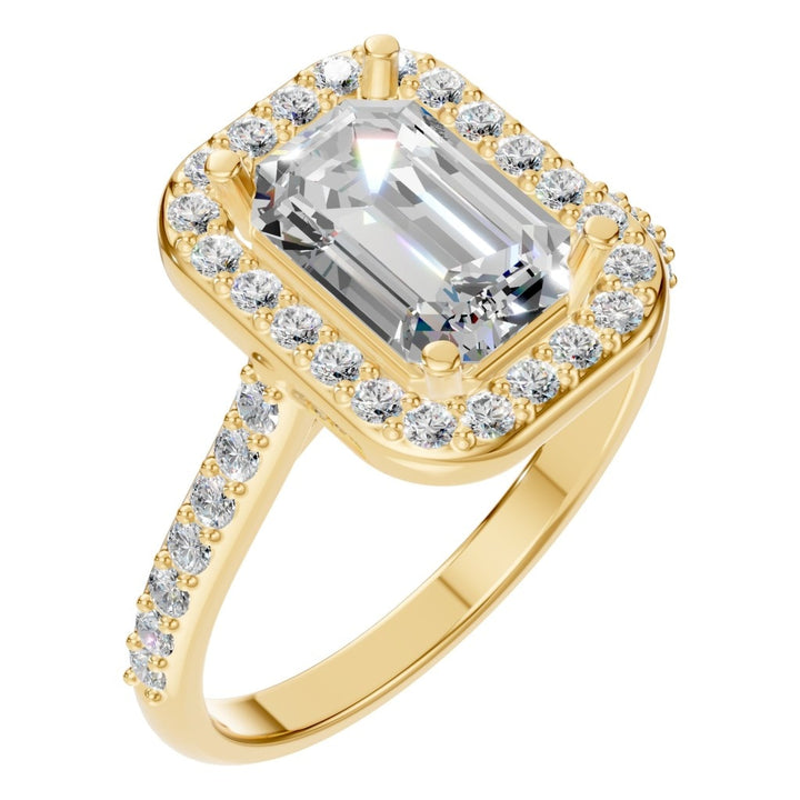 Accented Halo Ring Mounting - Emerald 8x5.5mm