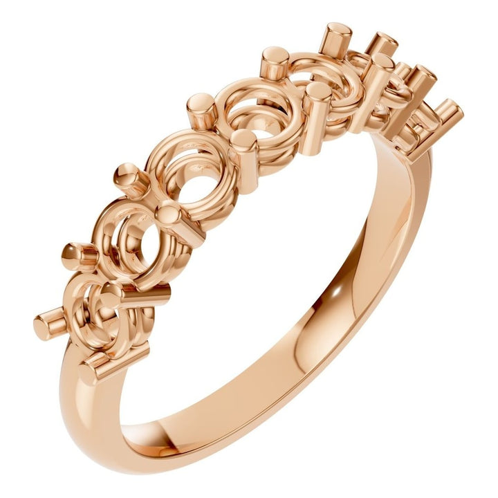 Seven Stone Ring Mounting - Round 3.3mm