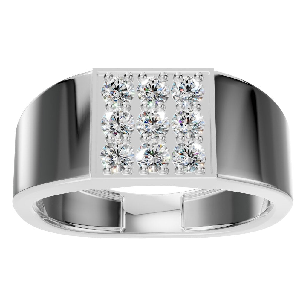 RI-5422 White Gold Ring SET - Front View