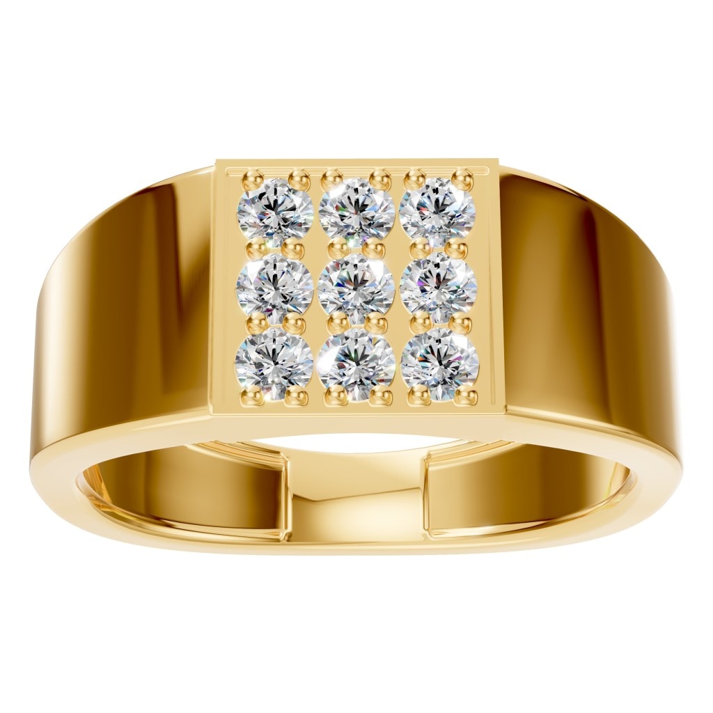 RI-5422 Yellow Gold Ring SET - Front View