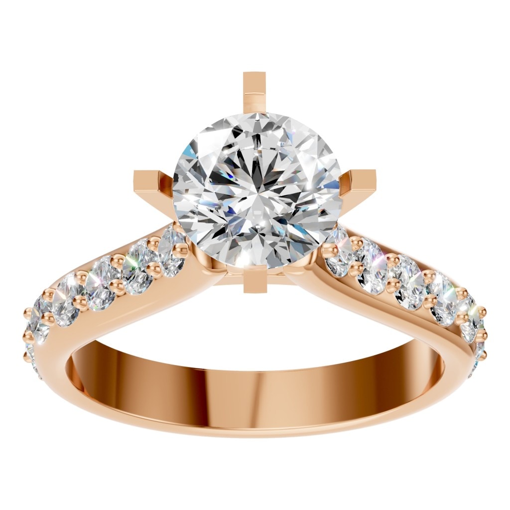 RI-5525 Rose Gold Ring SET - Front View