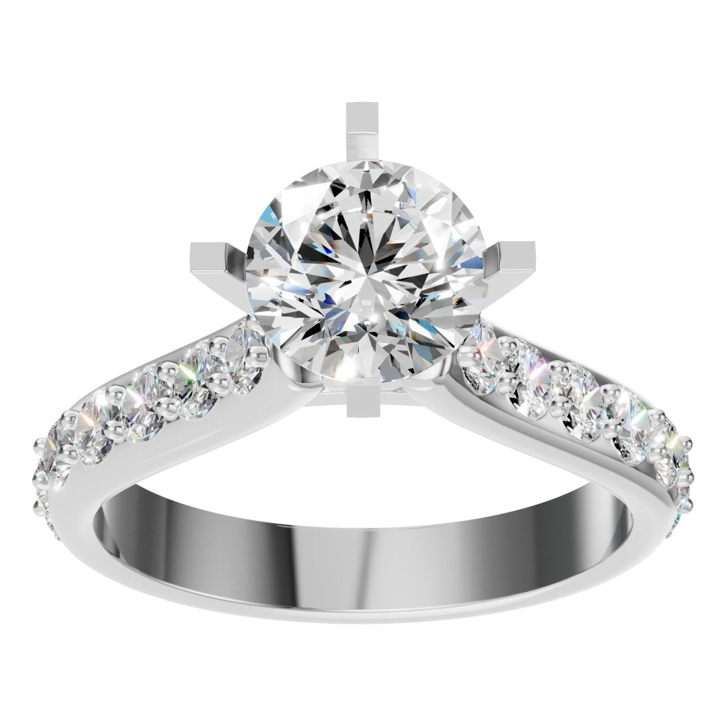 RI-5525 White Gold Ring SET - Front View